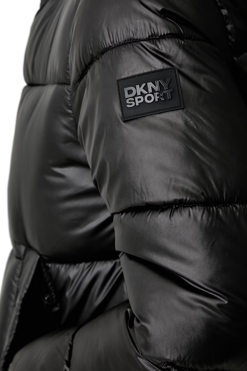 20260717144529_14069bfd DKNY Γυναικείο Μπουφάν Μαύρο Μεταλλικό