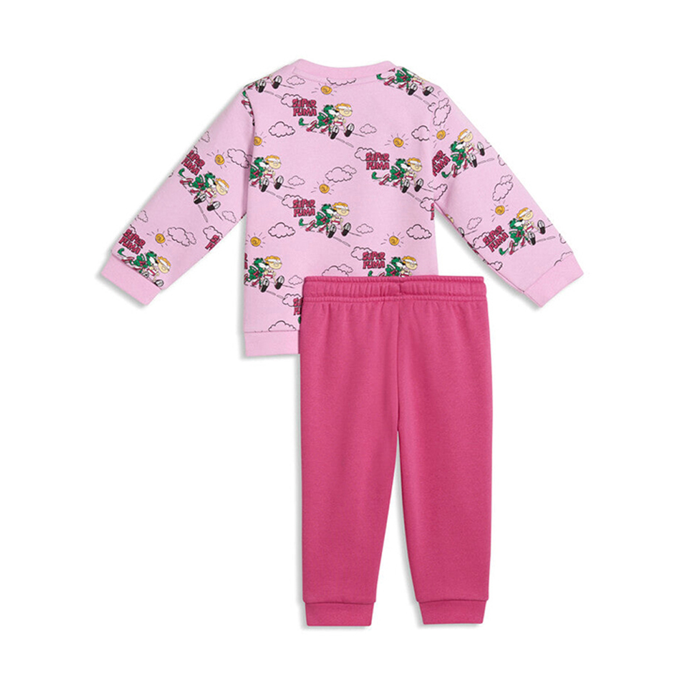 20260803142558_puma_paidiko_set_formas_printed_minicats_638107_47 PUMA Παιδικό Σετ Φόρμα MINICATS SUPER AOP Crew SET FL INF Λευκό