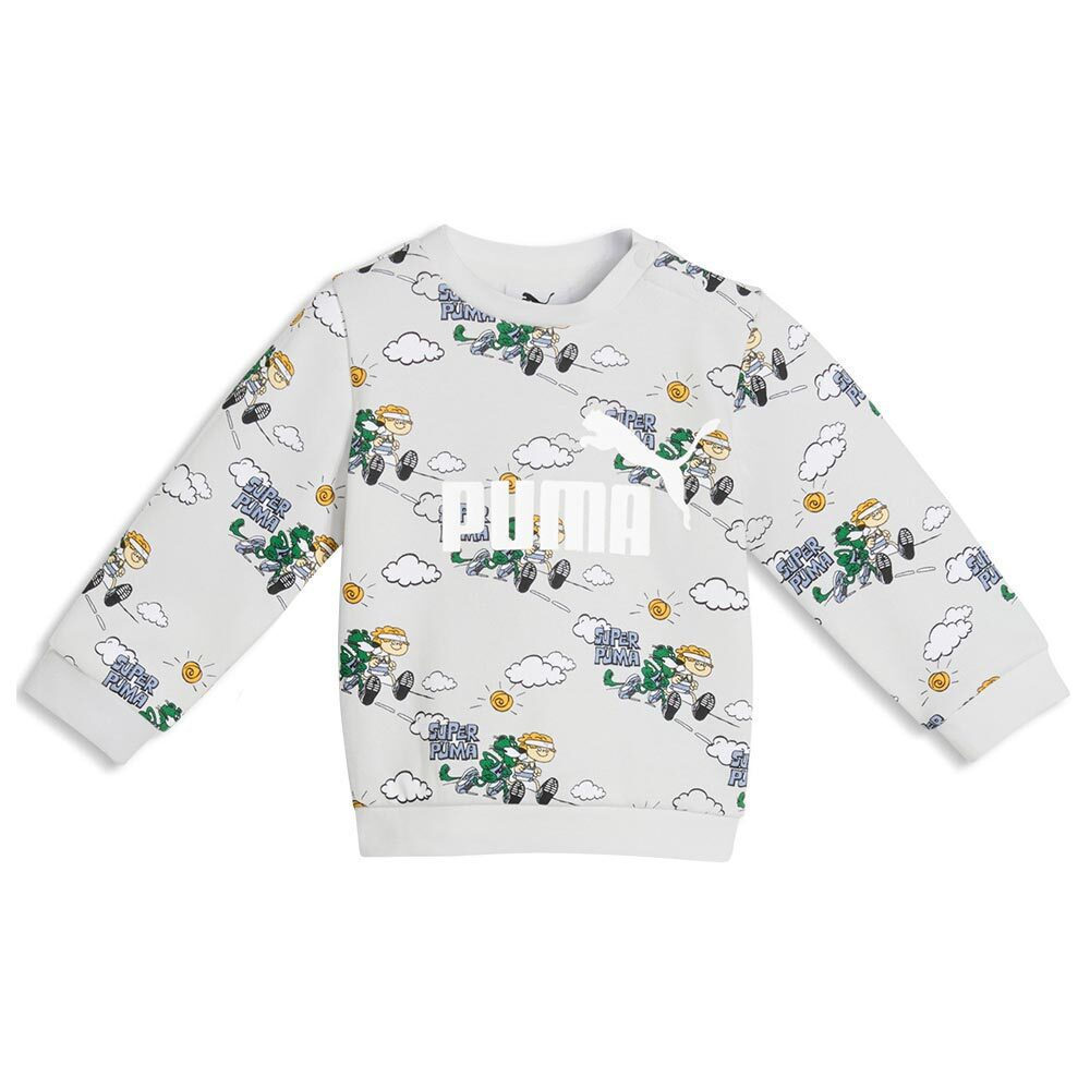 20260803142734_275cce6e PUMA Παιδικό Σετ Φόρμα MINICATS SUPER AOP Crew SET FL INF Λευκό