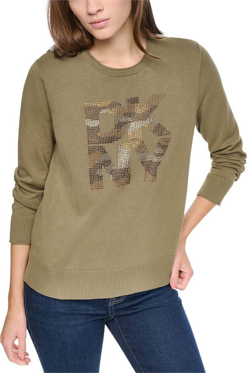 DKNY Γυναικείο Πουλόβερ Μακρυμάνικο Χακί