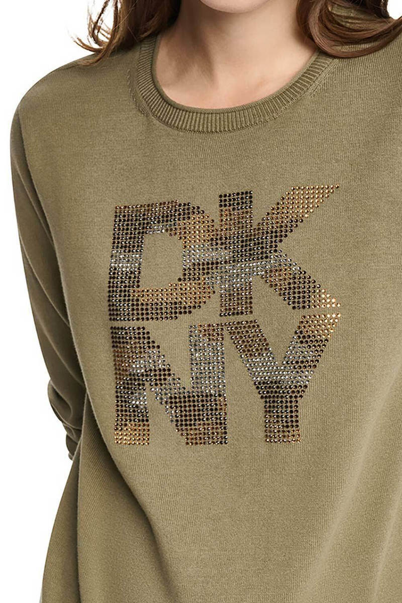 DKNY Γυναικείο Πουλόβερ Μακρυμάνικο Χακί