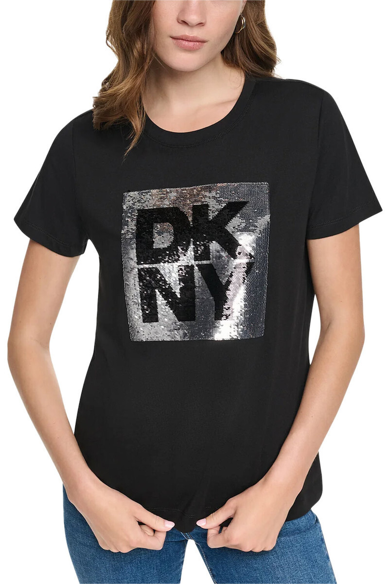 DKNY Γυναικεία Μπλούζα Κοντομάνικη Μαύρο