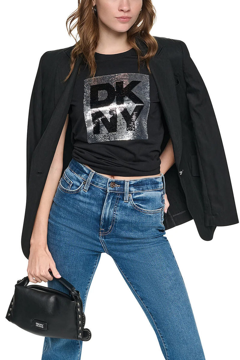 DKNY Γυναικεία Μπλούζα Κοντομάνικη Μαύρο