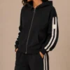 DKNY-SideStripeFullZipHoodieBlack3 DKNY Γυναικεία Ζακέτα Μαύρο