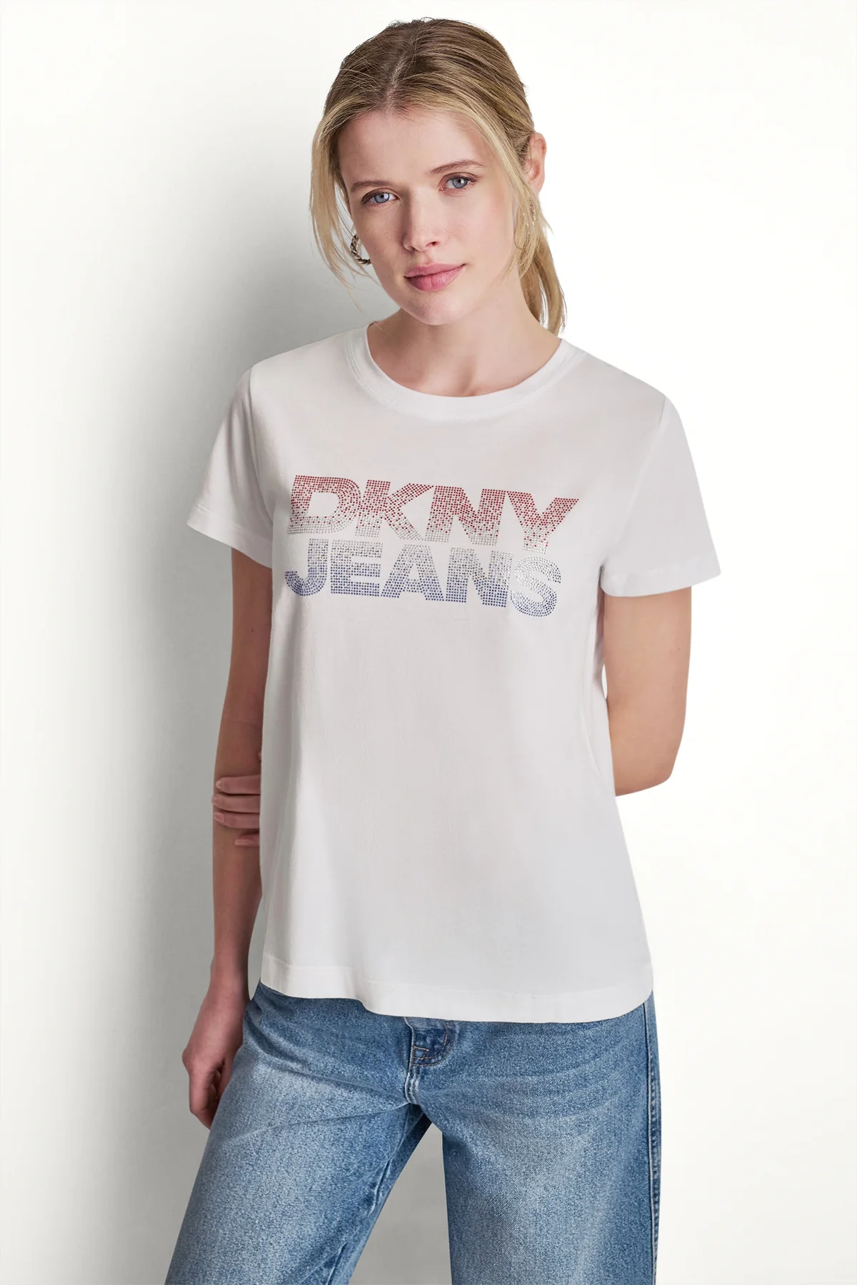 DKNYDJ06326_46_DJ6T1801_FQB_F_643d1430-2a88-46b3-b515-c9327ef5b92d DKNY Γυναικείο T-Shirt Κοντομάνικο Λευκό/Μπλε