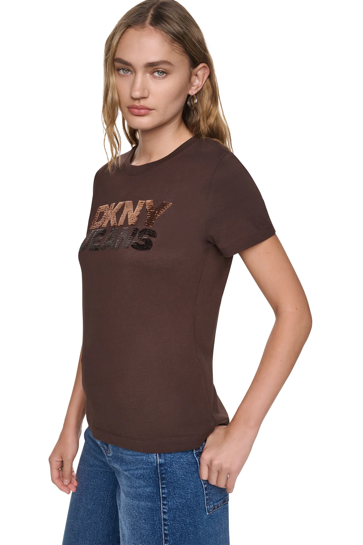DKNYDJ12526_14_DJ6T1846_QKO_S DKNY Γυναικεία Μπλούζα Κοντομάνικη Μαύρο