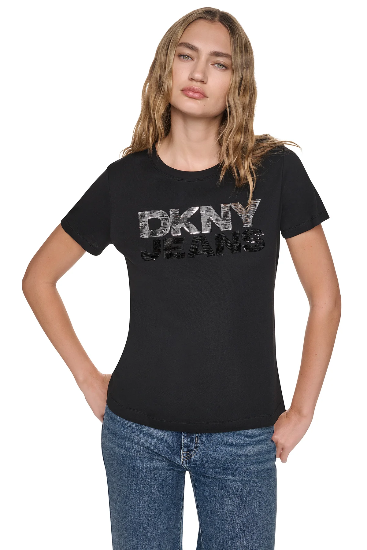 DKNYDJ12526_15_DJ6T1846_BBL_F DKNY Γυναικεία Μπλούζα Κοντομάνικη Μαύρο