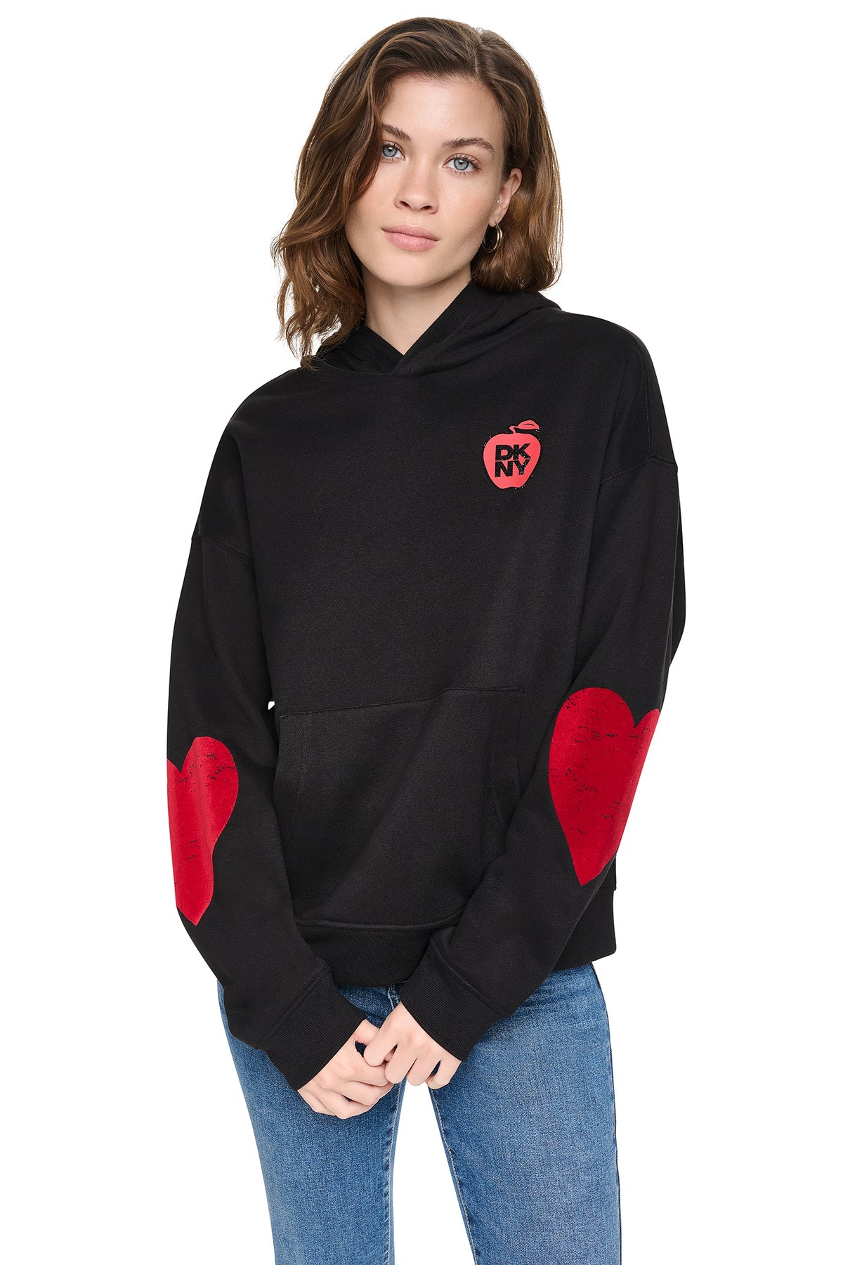 DKNYDJ12726_15_DJ6T1862_BLK_F DKNY Γυναικείο Φούτερ Με Κουκούλα