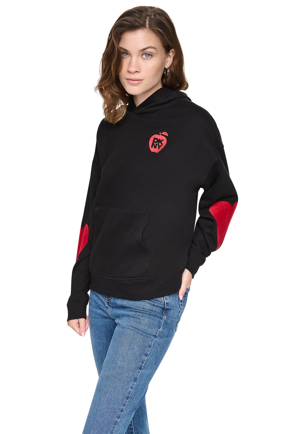 DKNYDJ12726_15_DJ6T1862_BLK_S DKNY Γυναικείο Φούτερ Με Κουκούλα
