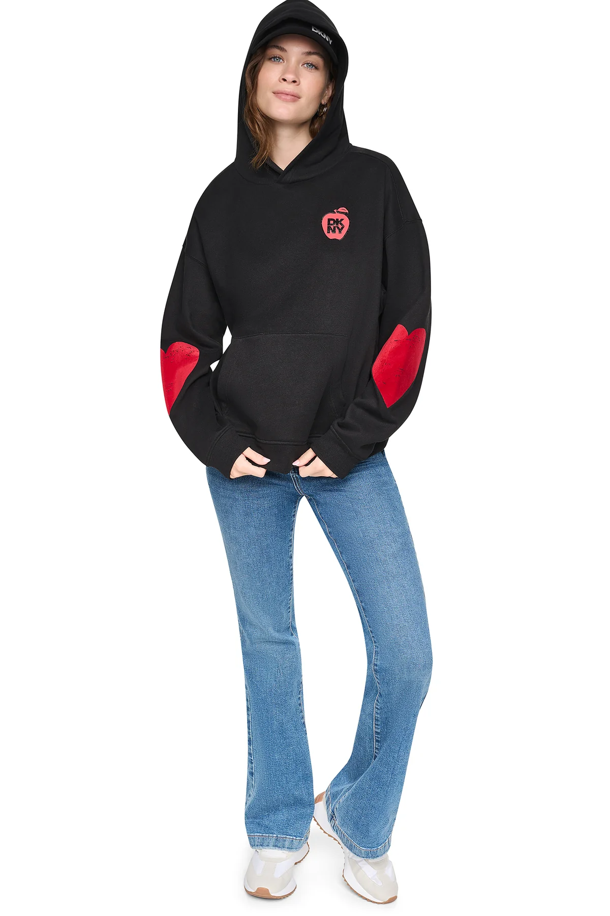 DKNYDJ12726_15a_DJ6T1862_BLK_RETAILa DKNY Γυναικείο Φούτερ Με Κουκούλα