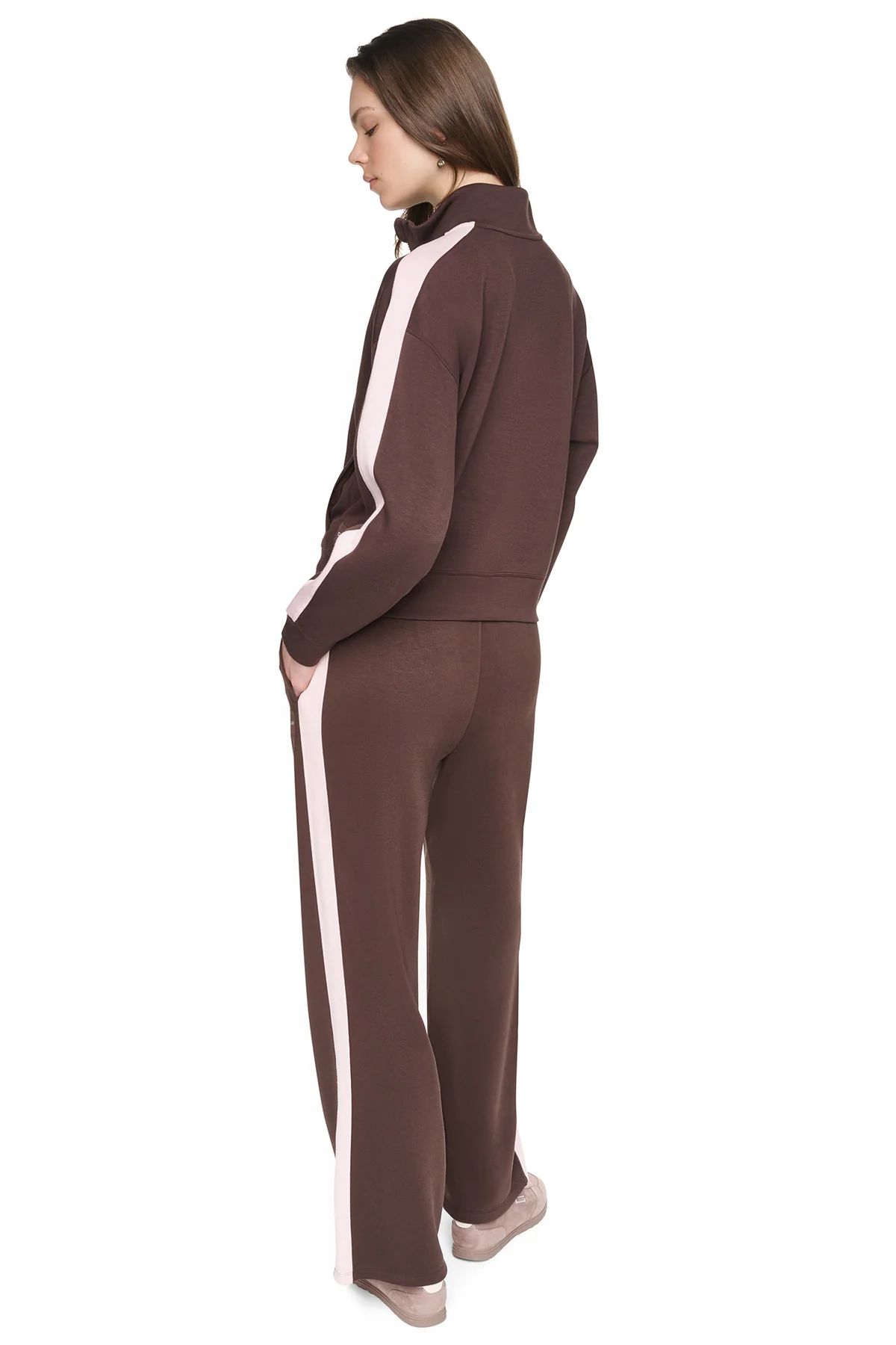 DKNYDP11126_8_DP6J9632_IEV_ALT3 DKNY Γυναικεία Ζακέτα Σκούρο Καφέ/Απαλό Ροζ