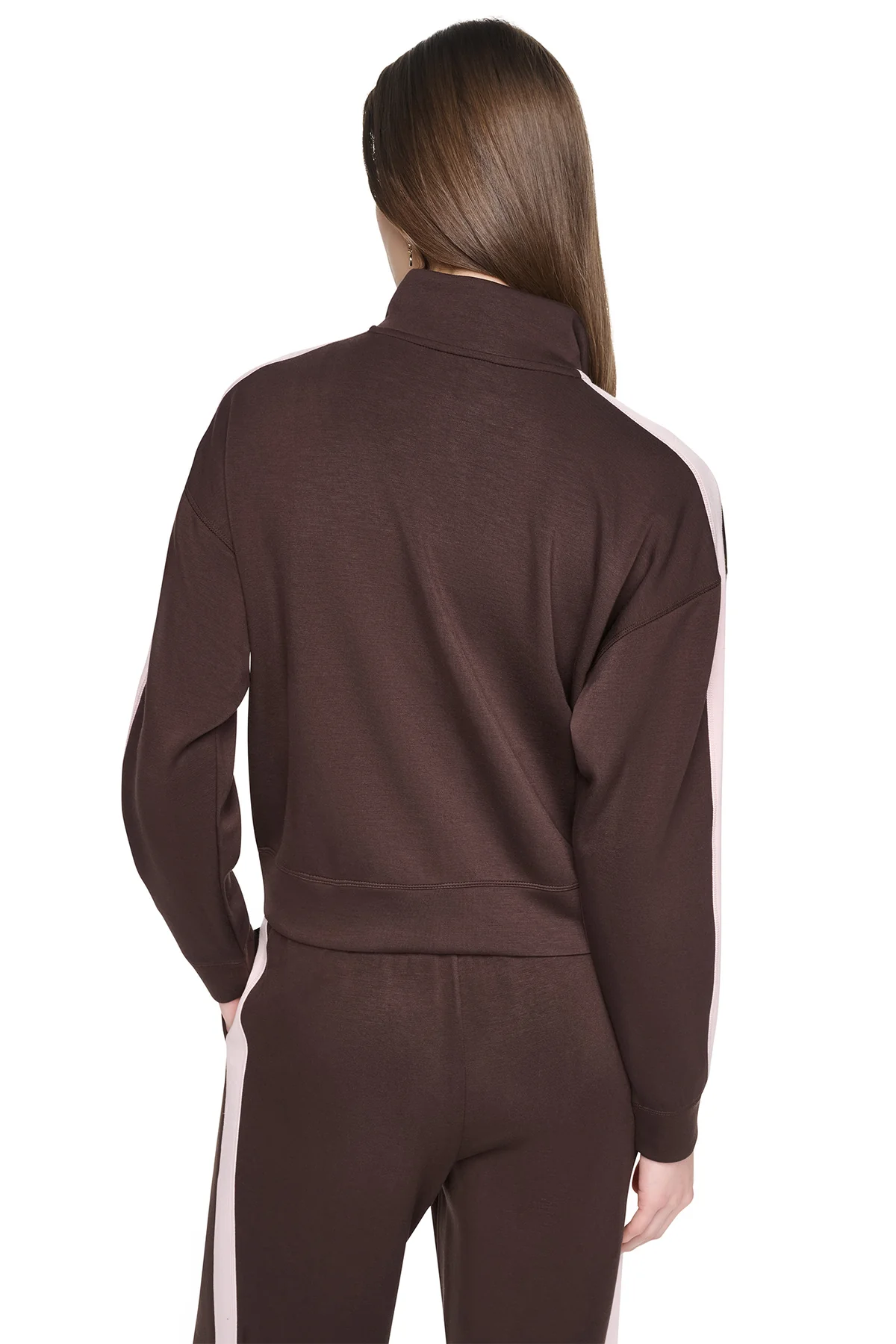 DKNYDP11126_8_DP6J9632_IEV_B DKNY Γυναικεία Ζακέτα Σκούρο Καφέ/Απαλό Ροζ