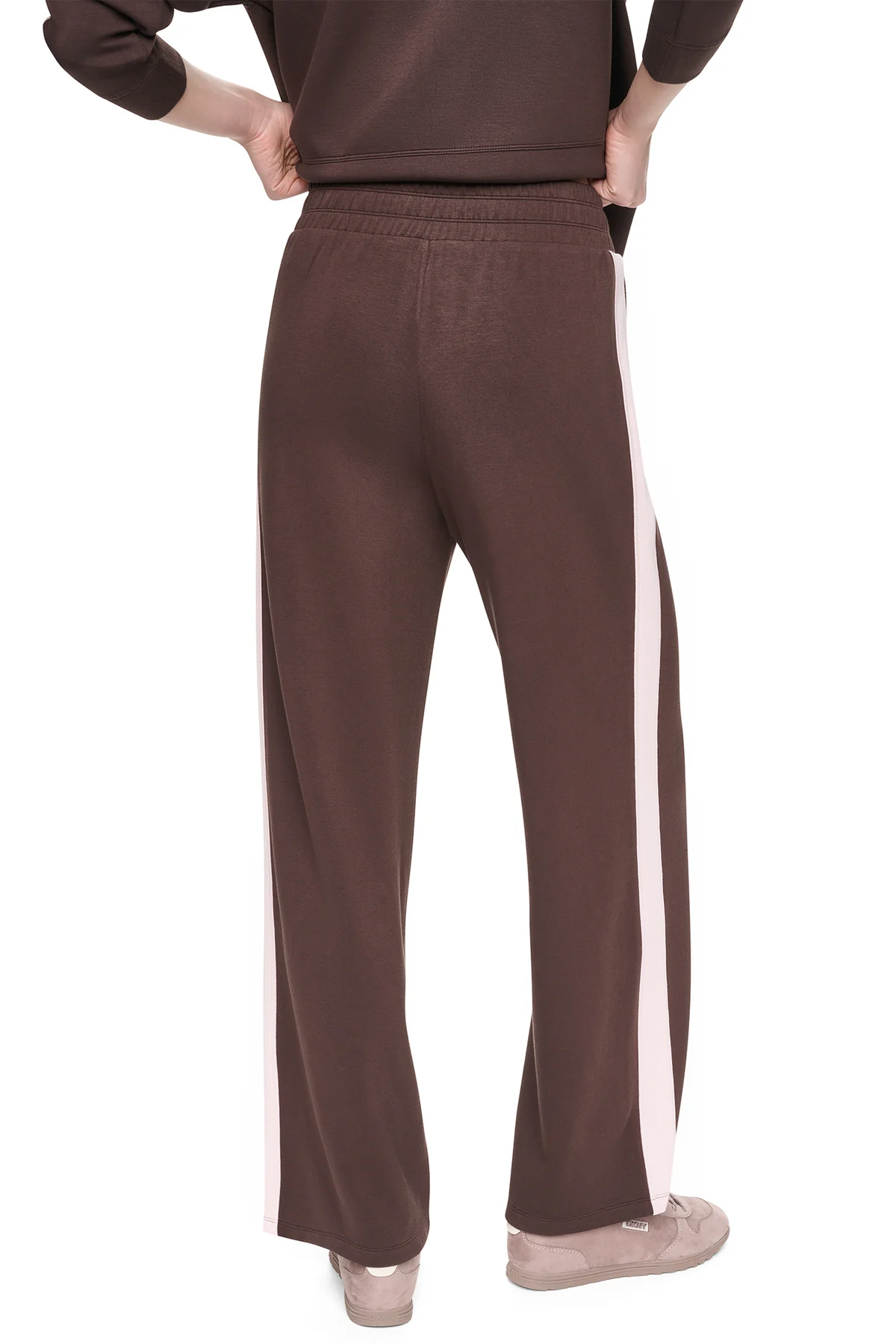 DKNYDP11126_9_DP6P3649_IEV_B DKNY Γυναικείο Αθλητικό Παντελόνι Σκούρο Καφέ/Απαλό Ροζ