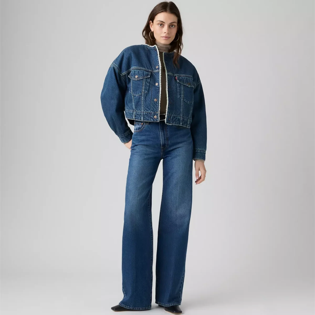 Levi's Γυναικείο Τζιν Παντελόνι RIBCAGE WIDE LEG H223 MED INDIGO