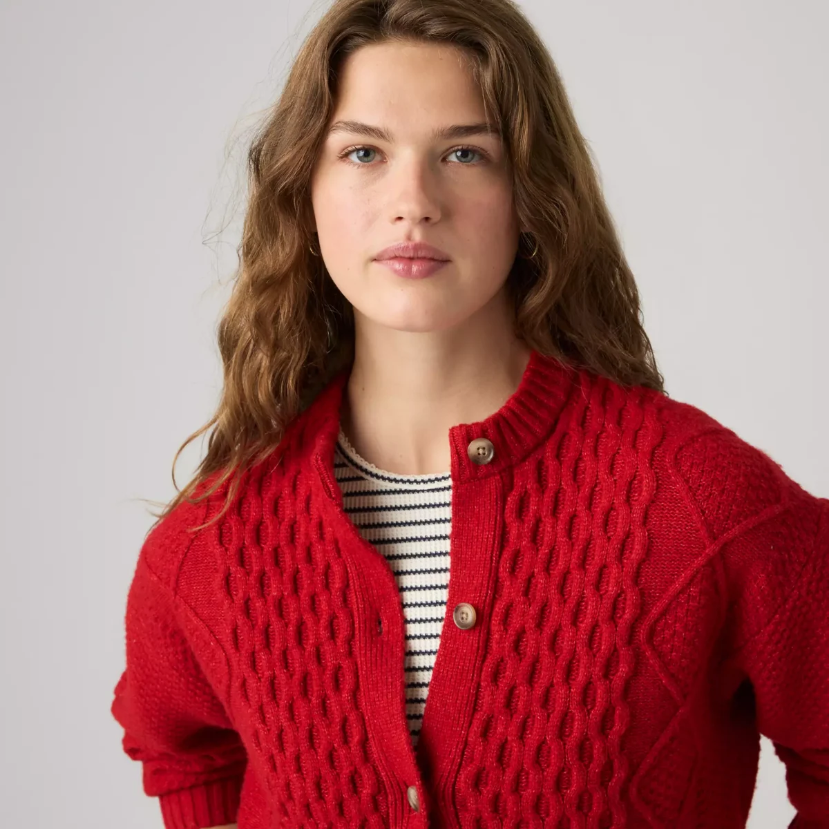 Levi's Γυναικείο Πουλόβερ CHARLOTTE CREWNECK CARDIGAN REDS Κόκκινο