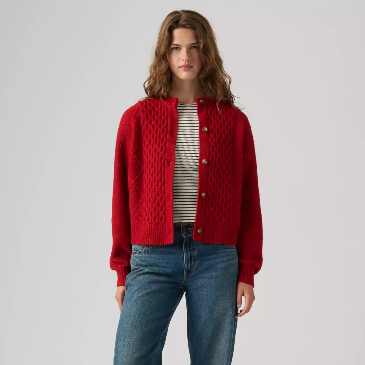 Levi's Γυναικείο Πουλόβερ CHARLOTTE CREWNECK CARDIGAN REDS Κόκκινο