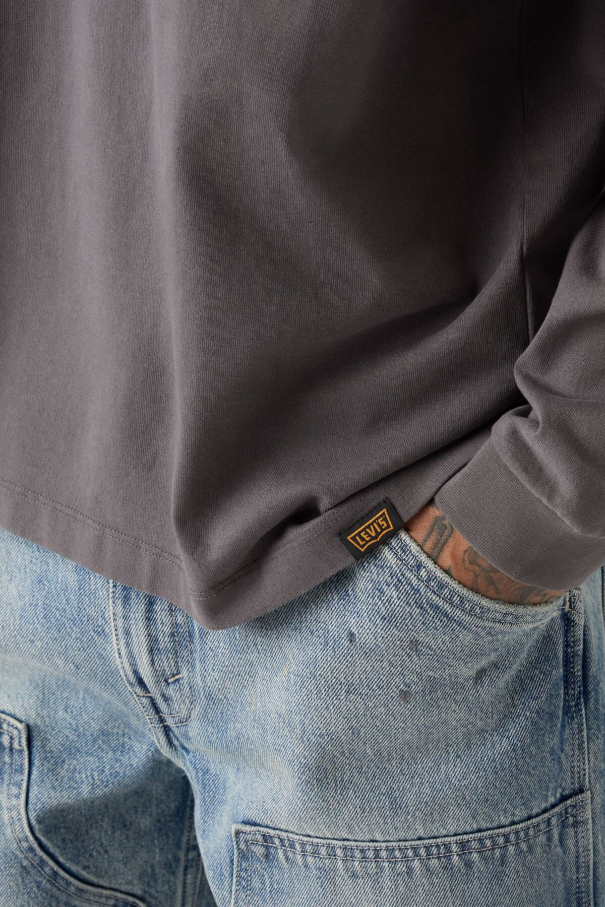 Levi's Ανδρική Μακρυμάνικη Μπλούζα LS WORKWEAR TEE GREYS Γκρι
