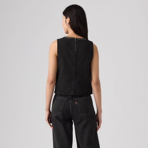 Levi's Γυναικείο Top RHINESTONE DENIM SHELL MED INDIGO Μαύρο